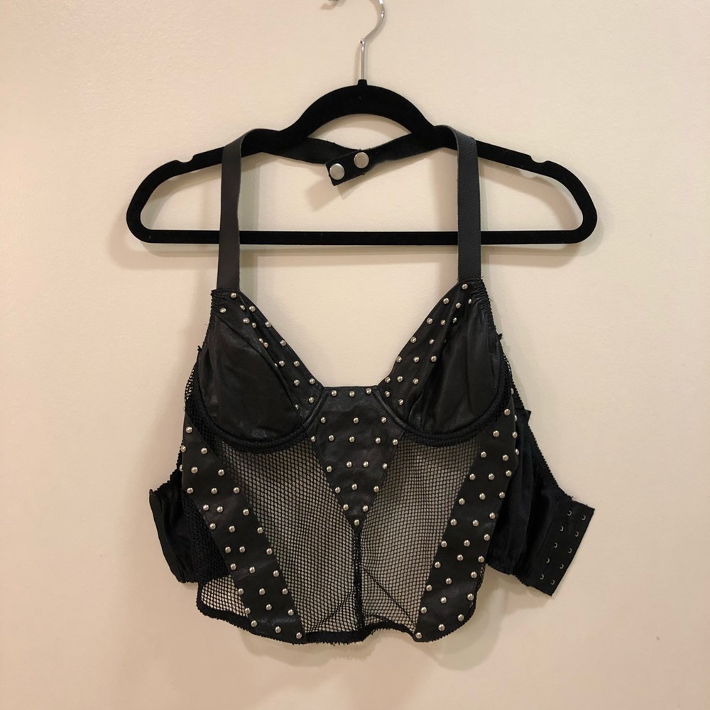 Vintage Studded Leather Halter Bustier